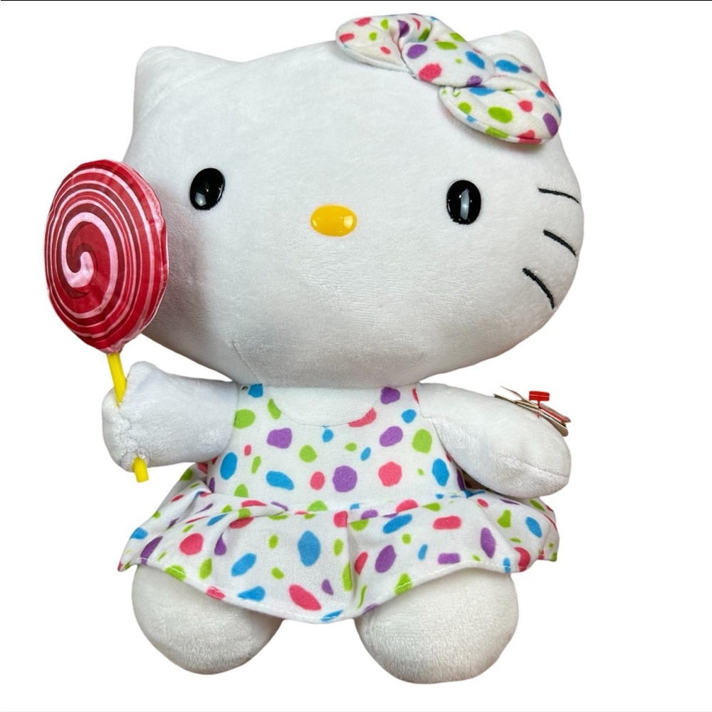Ty Hello Kitty Stuffed Plush with Lollipop 12” Tall NWT